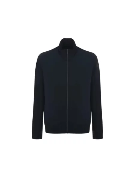 Dzianinowa bluza rozpinana Rrd niebieska