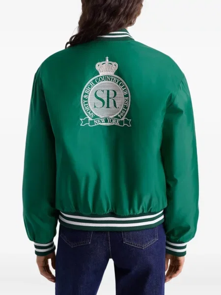 Сатенено яке тип бомбър Sporty & Rich бродирано зелено