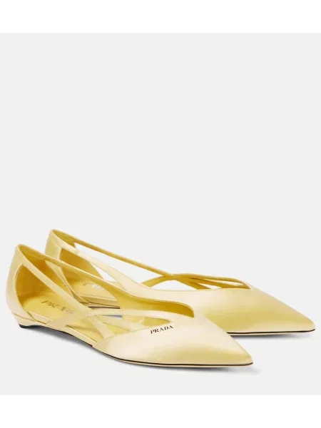Satenaste balerinke Prada z avtogramom rumena