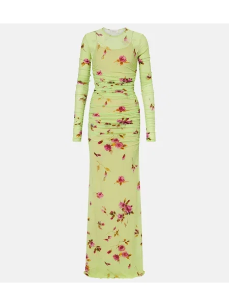 Rochie maxi Blumarine cu model floral de costum verde