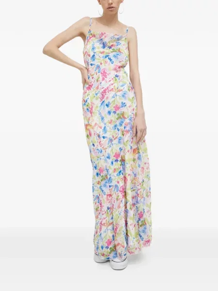 Rochie maxi Abercrombie & Fitch cu imprimeu abstract de costum alb