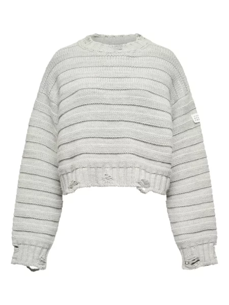 Pulover Mm6 Maison Margiela cu decolteu în U gri