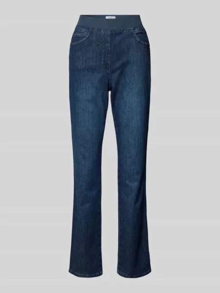 Jeansy o kroju straight fit z elastycznym pasem Raphaela By Brax niebieskie