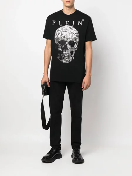 Krátké tričko Philipp Plein s potiskem černé