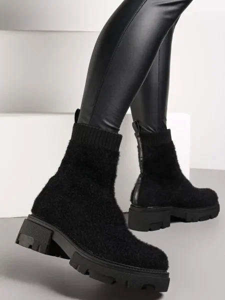 Botine cu Talpă Groasă și Carâmb Kirel negre