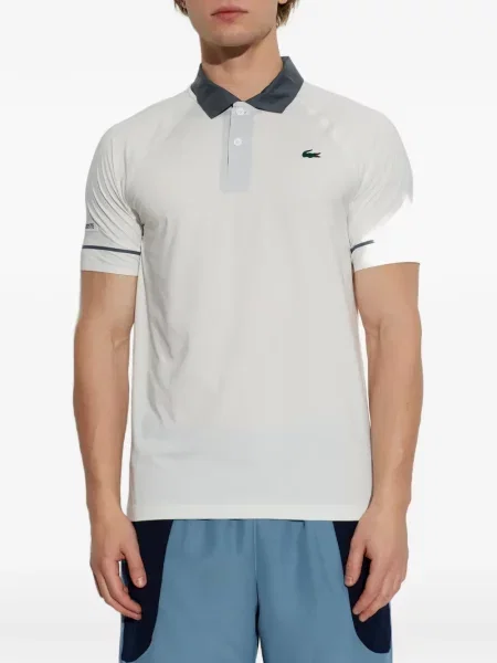 Tricou polo Lacoste cu autograf alb