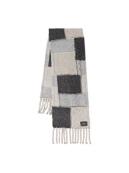 GANNI szalik z dodatkiem wełny Wool Cotton Bubble wzorzysty szary