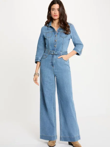 Morgan Salopetă Wide Leg albastru