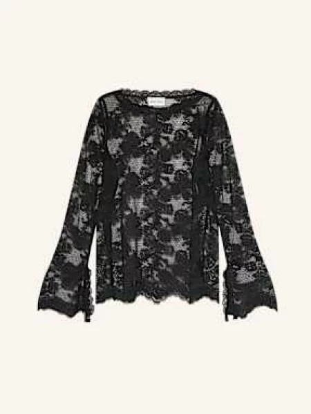 Malina Koszulka Z Długim Rękawem Leni Z Koronki schwarz czarny