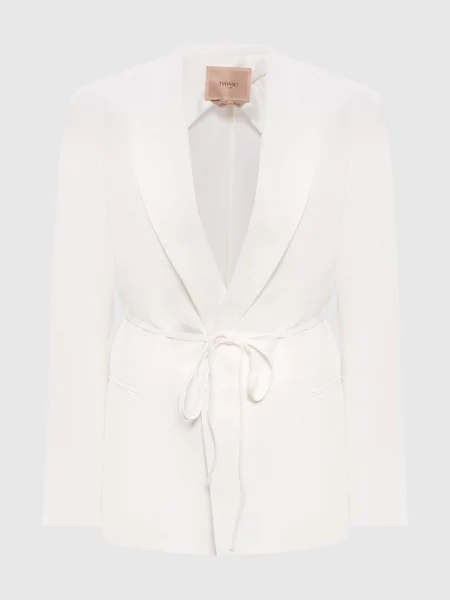 Жакет з льоном на запах Twinset білий