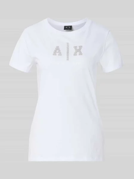 T-shirt z logo i okrągłym dekoltem Armani Exchange biała