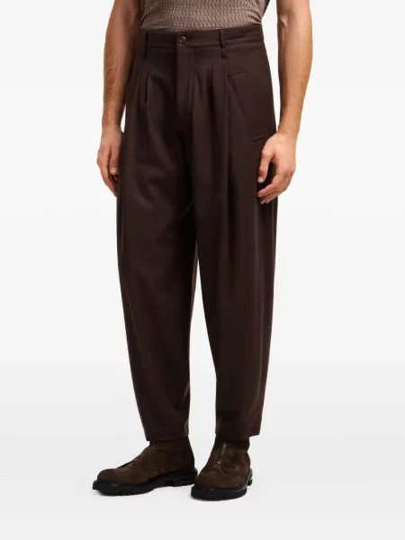 Pantaloni Giorgio Armani de lână plisate maro