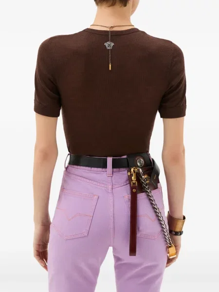 Tricou Versace cu nervuri maro