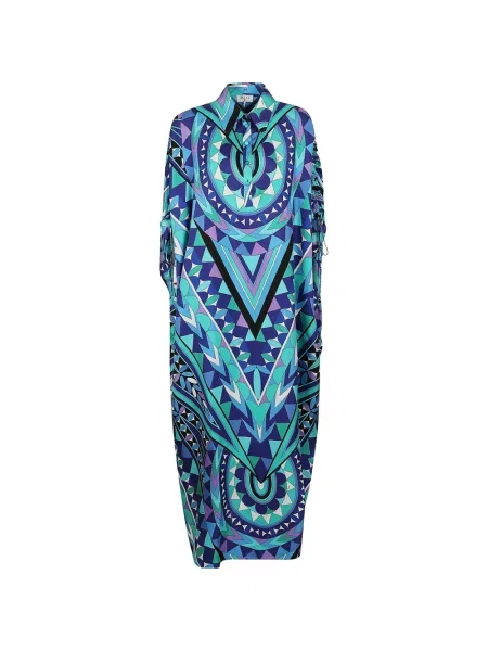 Rochie maxi Pucci de mătase cu imagine cu imprimeu geometric albastru