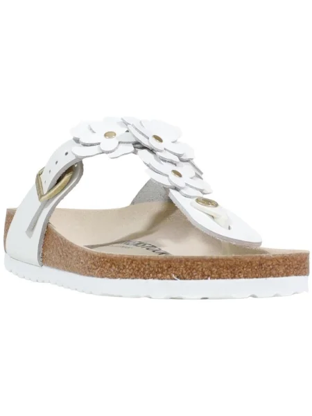Pantofi Birkenstock cu model floral alb