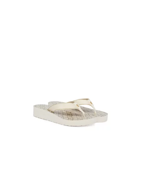 Japanke Tommy Hilfiger Monogram Mid Wedge Sandal Krem