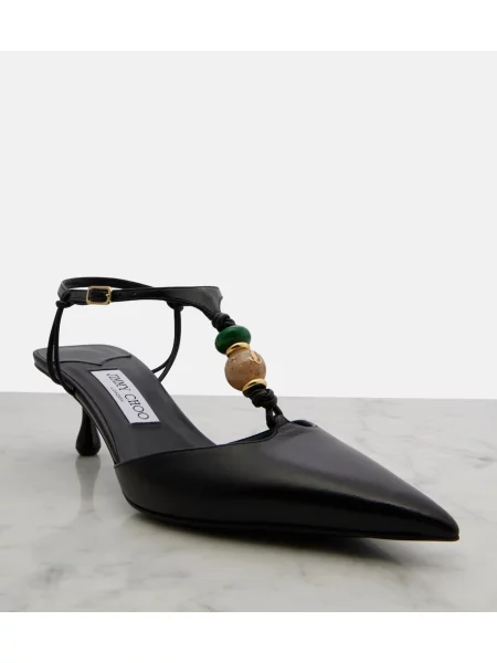 Pantofi cu toc Jimmy Choo din piele slingback negru