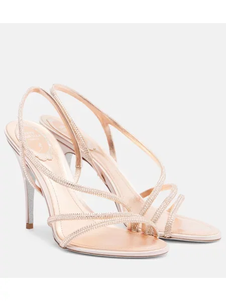 Sandale Rene Caovilla din satin slingback roz