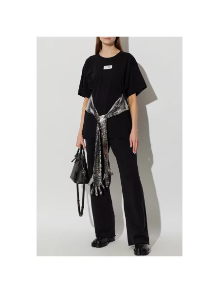 Szerokie jeansy Mm6 Maison Margiela czarne