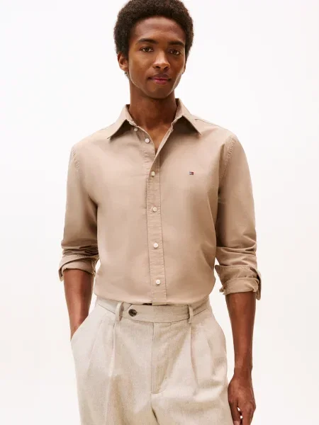 TOMMY HILFIGER Cămașă HERITAGE maro cămilă bej