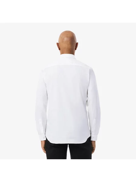 Lacoste Elastyczna Koszula Z Bawełnianej Popeliny Slim Fit biała