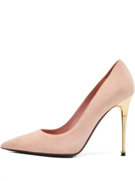 Pantofi cu toc Tom Ford din piele de căprioară roz