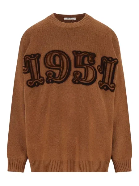 Pulover Max Mara cu broderie de lână maro