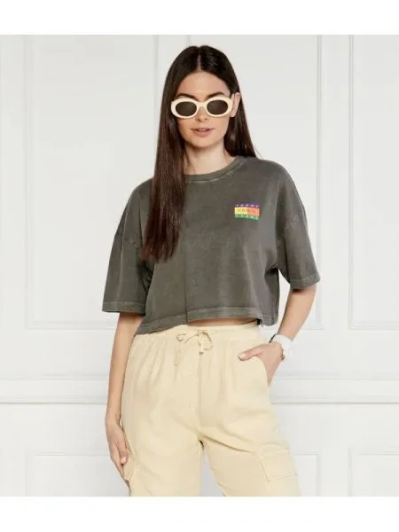 Tommy Jeans Tricou | Cropped Fit gri