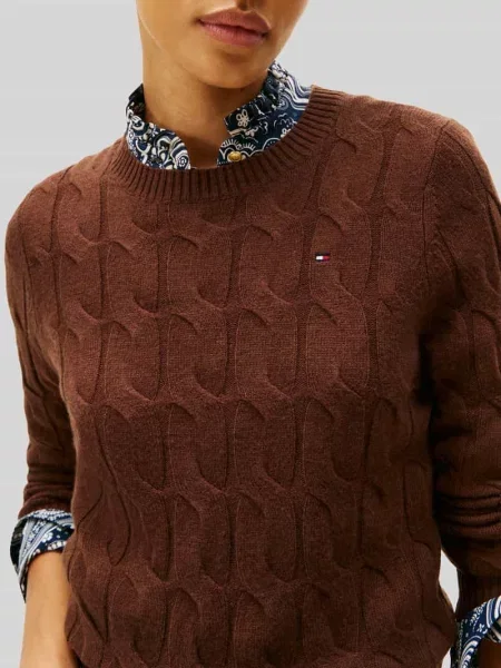 Sweter z dzianiny o kroju regular fit z czystej wełny Tommy Hilfiger