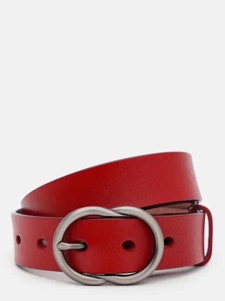 Кожаный ремень Borsa Leather с ремешками красный