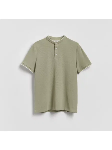 Reserved Polo tričko se stojáčkem bledá zelená