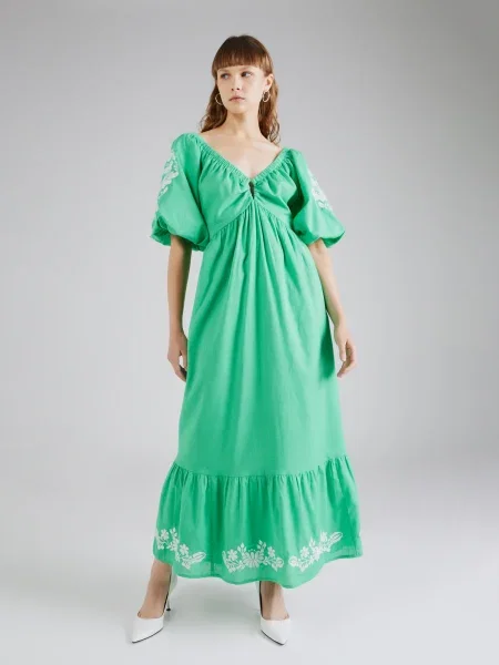 Warehouse Rochie verde jad alb