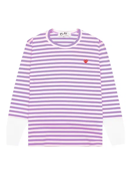 Csíkos póló Comme Des Garcons Play autogrammal lila