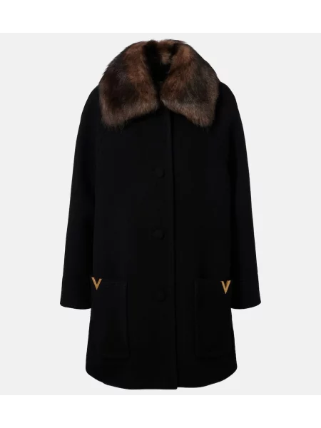 Palton Valentino de lână negru