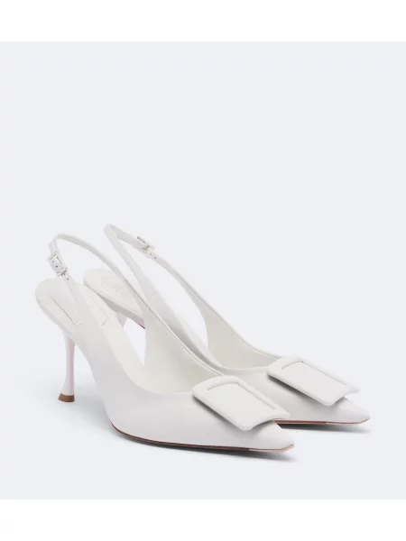 Pantofi cu toc Roger Vivier din piele slingback alb