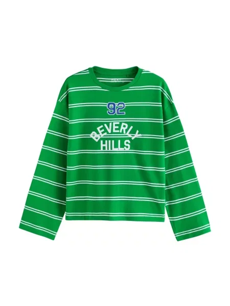 Next Tricou albastru / verde iarbă alb