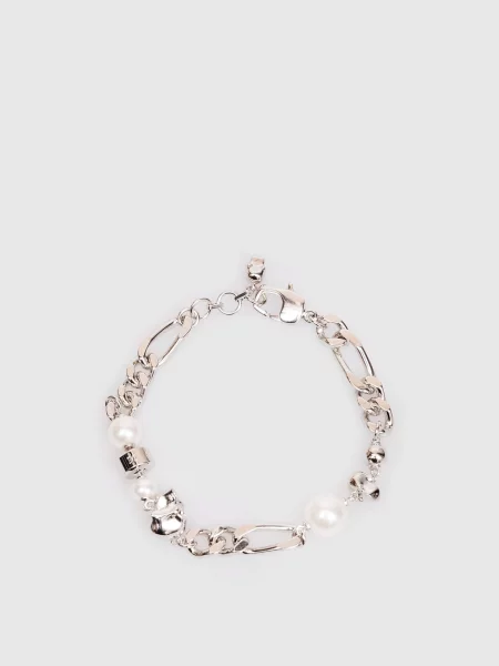 Сріблястий браслет-ланцюжок з черепами Alexander Mcqueen