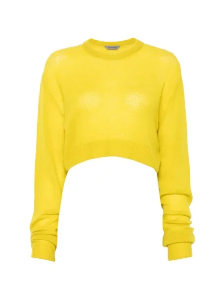 Decupat pulover Balenciaga cu decolteu rotund galben