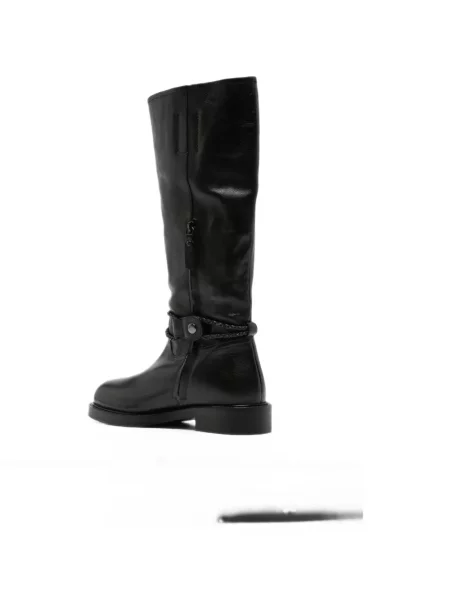 Botine Zolfo din piele țesuți cu bretele negru