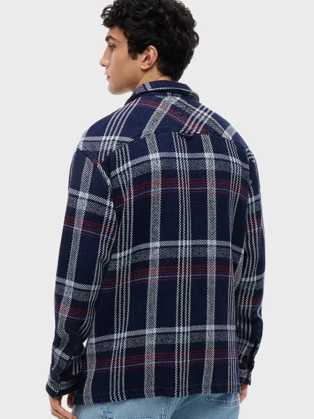 Картата джинсова сорочка Tommy Jeans синя