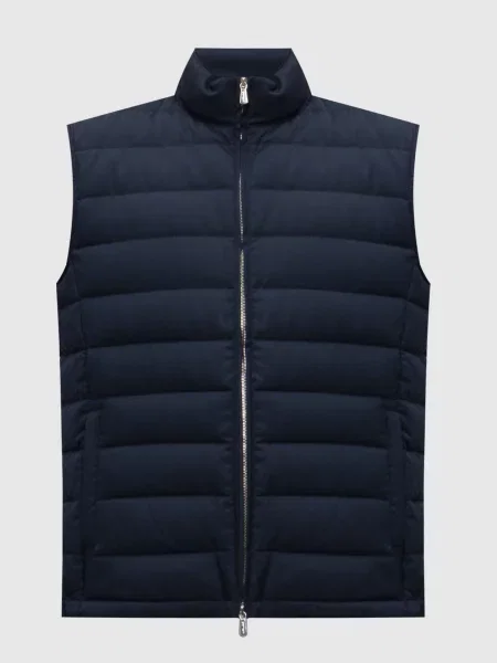 Пуховий жилет з вовни Enrico Mandelli синій