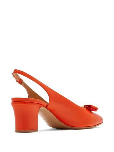 Pantofi cu toc Ferragamo cu funde slingback portocaliu