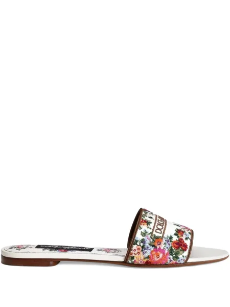 Sandale Dolce & Gabbana cu model floral alb