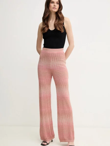 OUI spodnie proste high waist różowy