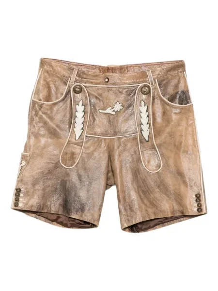 Květinové retro kraťasy A.n.g.e.l.o. Vintage Cult s aplikacemi hnědé