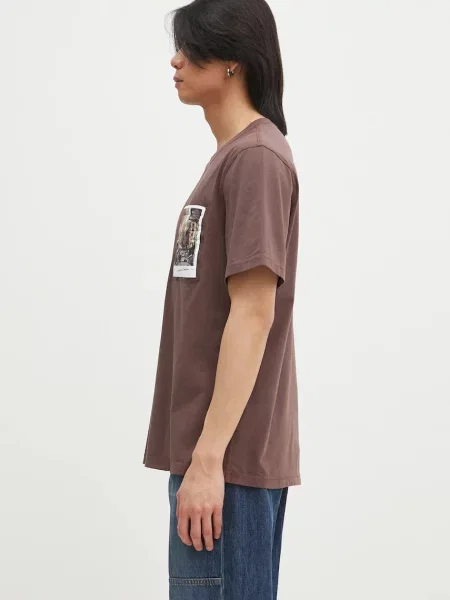 Helmut Lang t-shirt Pstcard T Dtown.Mal brązowa