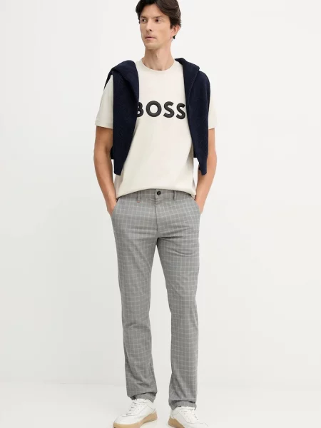 BOSS Green t-shirt z nadrukiem beżowy