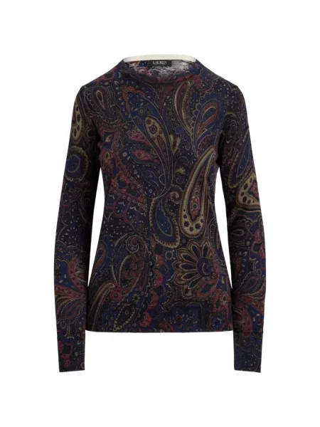 Pulover Lauren Ralph Lauren cu imagine cu model paisley albastru