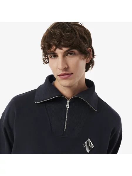 Lacoste Bluza Half Zip Loose Fit czarna
