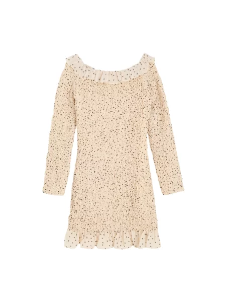 Lniana sukienka By Malene Birger w grochy garniturowa beżowa